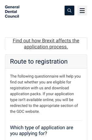 GDC Route to registration questionnaire