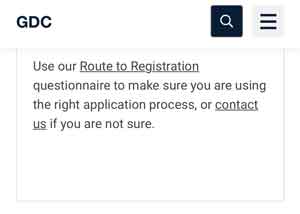 GDC Route to registration questionnaire